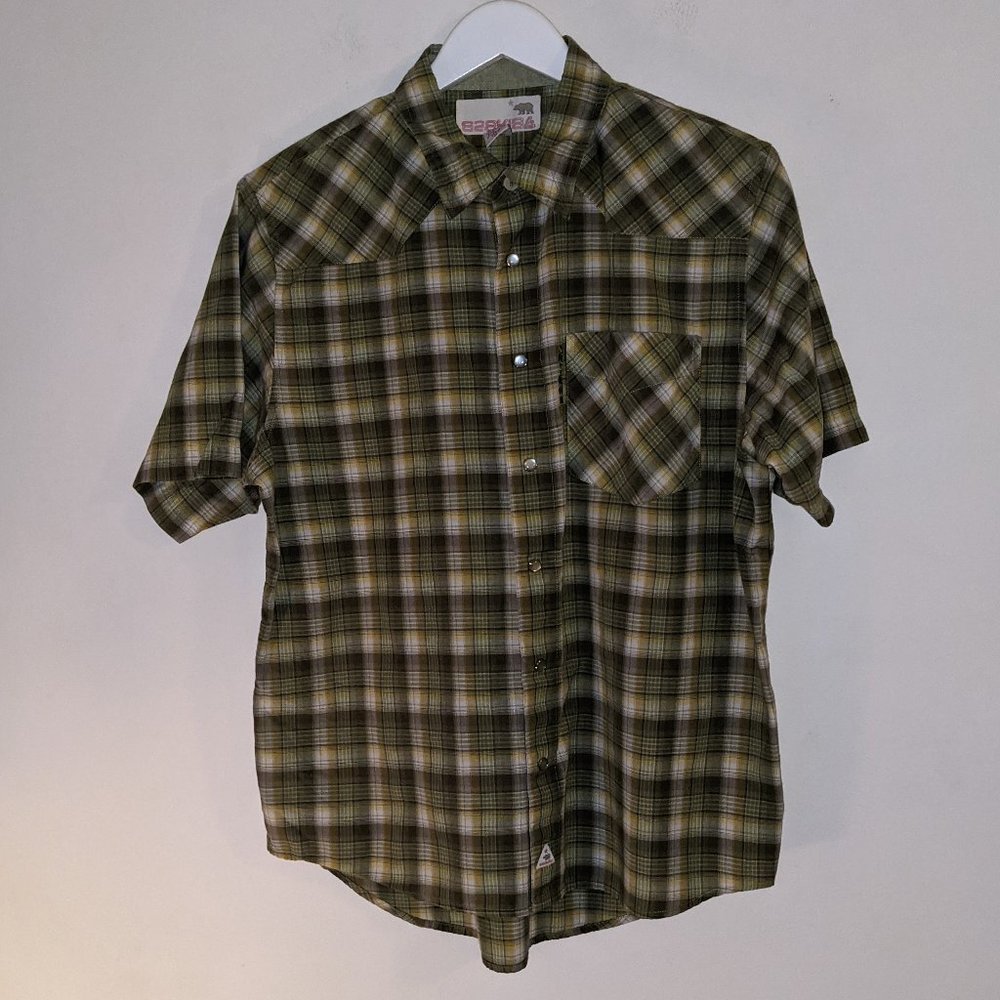 Ezekiel Collared Green Plaid Short Sleeve Button Down Shirt Size Medium